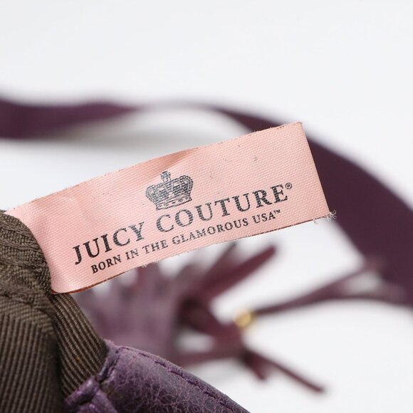 Vintage Y2K Juicy Couture Plum Purple Leather Crossbody Bag Gold Tassel - Picture 7 of 16